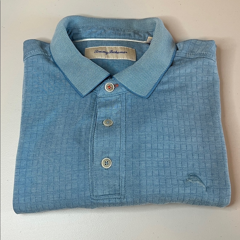 Tommy Bahama Textured Polo Blue Size Medium